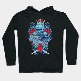 skull with crown and heart Hoodie